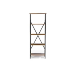 74.25" Lancashire Wood & Metal Bookcase Brown - Baxton Studio -Furniture Specialty Store GUEST 2586a0c6 e258 4c15 b2b2 f552a234eed6