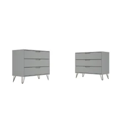 Set Of 2 Rockefeller 3 Drawer Dresser - Manhattan Comfort -Furniture Specialty Store GUEST 258f1a5b 2c74 4475 b3e5 349e9d9d8287