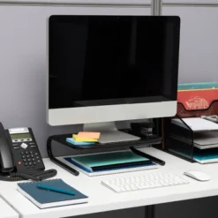 Mind Reader 2pk Metal Monitor Stand And Riser Black