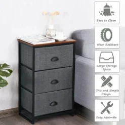 Costway 3 Drawer Nightstand Side Table Storage Tower Dresser Chest Home Office Furniture -Furniture Specialty Store GUEST 276b76fd 07e5 434b 8966 5d0a7069c1f7