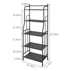 GHQME BIN301 5 Tier Freestanding Metal Space Saving Tower Rack Storage Shelf For Living Room, Bathroom, Kitchen, And Home Office, Matte Black