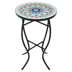 Costway Mosaic Side Table Accent Table Round Balcony Bistro End Table OrangeBlueNavy -Furniture Specialty Store GUEST 2799cf12 fe57 4885 bb71 f07f4d989158