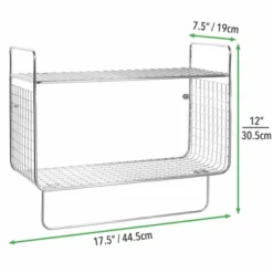 MDesign 2 Tier Storage Organizer Bath Shelf With Towel Bar, Wall Mount -Furniture Specialty Store GUEST 279b5817 4ce2 483a 86a5 0e44ee4ef9c0
