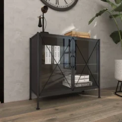 Industrial Metal Cabinet Black - Olivia & May -Furniture Specialty Store GUEST 27b0a2ed d40d 425e 975b 17df46963c79