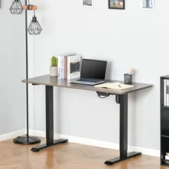 Vinsetto Electric Height Adjustable Standing Desk With 48" Desktop, 4 Memory Button Control And Anti-Collision System, Teak/Black