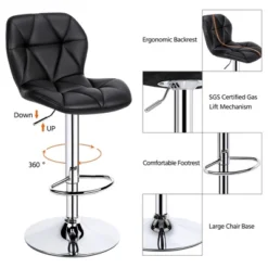 Yaheetech 2pcs Adjustable Modern PU Leather Swivel Bar Stools With Backrest -Furniture Specialty Store GUEST 27dece16 ad0e 43c7 b509 819d1d250002