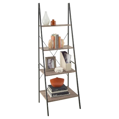 70" Ladder Bookshelf Mixed Material Gray - ClosetMaid 3 70" Ladder Bookshelf Mixed Material Gray - ClosetMaid