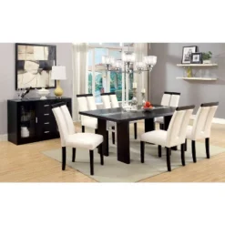 7pc Stevenson Glass Insert Open Shelf W/Led Lights Dining Table Set Black - HOMES: Inside + Out -Furniture Specialty Store GUEST 2833761c 57c4 4a4b bb56 8541ca34aa5f