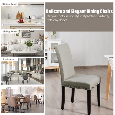 Costway Set Of 2 Fabric Dining Chairs Upholstered With Nailhead Trim 10 Costway Set Of 2 Fabric Dining Chairs Upholstered With Nailhead Trim - Image 8