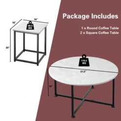 Costway Coffee Table Set Of 3 Modern Faux Metal Frame For Living Room Apartment -Furniture Specialty Store GUEST 2890d8d5 6966 48ee b2a1 7dbd49ab8ffd
