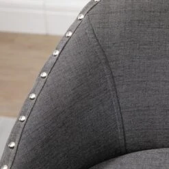 HOMCOM Bar Stools Set Of 4, Linen Fabric Kitchen Counter Stools With Nailhead Trim, Rubber Wood Legs And Footrest For Dining Room, Pub, Dark Gray -Furniture Specialty Store GUEST 292d18c6 69c2 439f 99b5 2b67dd8e1961