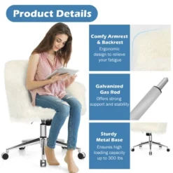 Costway Synthetic Swivel Office Chair Adjustable Task Chair Fluffy Vanity Chair -Furniture Specialty Store GUEST 29747f76 b5c2 4dac bfeb 8bcfdc6b97db