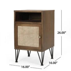 Pilster Contemporary End Table With Storage Walnut/Natural/Black - Christopher Knight Home -Furniture Specialty Store GUEST 299c3233 d21f 4ff7 8123 fd198d7336db