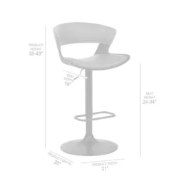 Karine Adjustable Swivel Faux Leather Metal Barstool Gray/Black - Armen Living 19 Karine Adjustable Swivel Faux Leather Metal Barstool Gray/Black - Armen Living -Furniture Specialty Store GUEST 29a11120 56d3 4fd7 9a32 aa989874b1c2