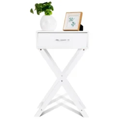 Costway Nightstand X-Shape Drawer Accent Side End Table Modern Home Furniture White -Furniture Specialty Store GUEST 2a0b71eb ef55 44de 884f 8f7815a993e1