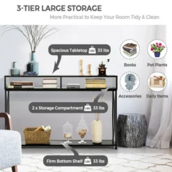 Costway Steel Frame Console Table With Open Shelf And Storage Compartments Black 13 Costway Steel Frame Console Table With Open Shelf And Storage Compartments Black -Furniture Specialty Store GUEST 2ae89abf 6151 4de1 83b3 3de0297dc7af