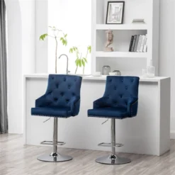 Better Home Products Monroe Velvet Tufted Adjustable Swivel Bar Stool Set Blue -Furniture Specialty Store GUEST 2bbcc02e cf62 4a74 b6be b5eb33409e7a