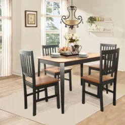 Set Of 4 Dining Chair Kitchen Black Spindle Back Side Chair With Solid Wooden Legs -Furniture Specialty Store GUEST 2c1f31d9 6d3e 4e1b a10b d14a2b7ab345
