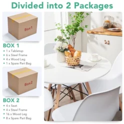 Costway Dining Table Set Modern 5 PCS For 4 Round Dining Room Table Set W/Solid Wood Leg -Furniture Specialty Store GUEST 2c9717b9 2a79 45d9 bfbe 3ea73d0828ec