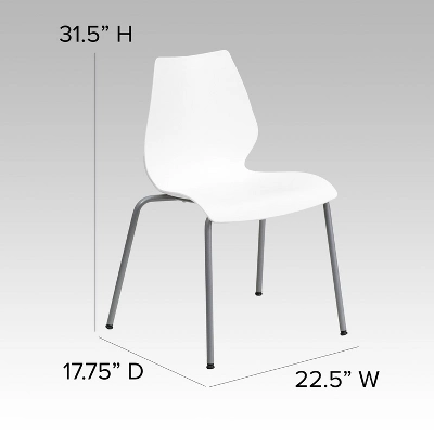 Flash Furniture HERCULES Series 770 Lb. Capacity White Stack Chair With Lumbar Support And Silver Frame 5 Flash Furniture HERCULES Series 770 Lb. Capacity White Stack Chair With Lumbar Support And Silver Frame - Image 3