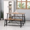 HOMCOM Industrial 3-Piece Dining Table Set, Rectangular Kitchen Table And Chairs For 4 People, Space-Saving Dinner Table Two Benches, Rustic Brown 2 HOMCOM Industrial 3-Piece Dining Table Set, Rectangular Kitchen Table And Chairs For 4 People, Space-Saving Dinner Table Two Benches, Rustic Brown -Furniture Specialty Store GUEST 2cb455ee 84d3 4b8a 9ccd 68e42a957d3e