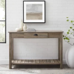 June Rustic Farmhouse Entry Table With Lower Shelf Gray Wash - Saracina Home -Furniture Specialty Store GUEST 2d962bd5 df42 4083 8914 633d4481e956