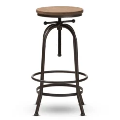 Baxton Studio Aline Wood And Rust Finished Steel Adjustable Swivel Barstool Brown - BaxtonStudio -Furniture Specialty Store GUEST 2d970210 d76d 462c 9ed8 8e4c5b1d3760