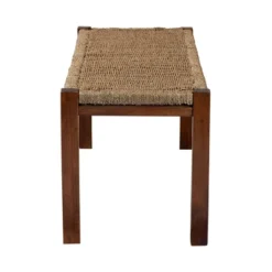 Hermes Natural Seagrass And Mahogany Wood Bench Walnut Brown - Bali & Pari -Furniture Specialty Store GUEST 2d97375f b09b 4ea5 a13d 8a3f2f734a1f
