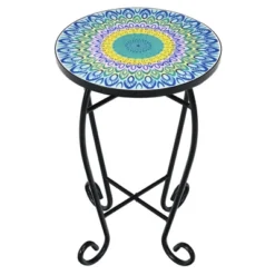 Costway Mosaic Side Table Accent Table Round Balcony Bistro End Table OrangeBlueNavy -Furniture Specialty Store GUEST 2dd55ca3 979f 4edd 8d53 a369908a5a82