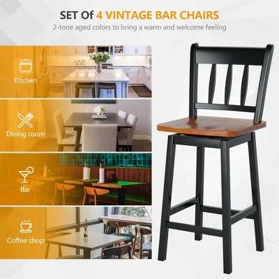 Costway 4PCS Bar Stool 24.5'' Swivel Counter Height Chair W/ Footrest 6 Costway 4PCS Bar Stool 24.5'' Swivel Counter Height Chair W/ Footrest - Image 4