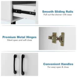 Costway Mid Century Storage Cabinet Accent Buffet Sideboard Entryway Kitchen White Brown -Furniture Specialty Store GUEST 2e8cc32d e6c3 493a 845a 478400b2bf71