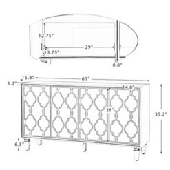 Beatrice 61'' Modern Storage Wide Sideboard With Solid Wood Legs | KARAT HOME -Furniture Specialty Store GUEST 2eab0d28 127d 4db2 b936 549615e4420d