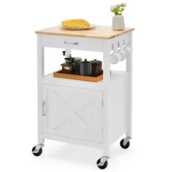 Tangkula Small Kitchen Island On Wheels Mobile Trolley Cart Barn Door Drawer Hooks -Furniture Specialty Store GUEST 2f09559a 4100 4734 ab13 403e4f27bfca
