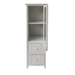 35.58" 2 Drawer Wooden Storage Cabinet With Glass Door And Round Knobs White - The Urban Port -Furniture Specialty Store GUEST 2fc64d32 1845 4c1d 911e 590bd7b0af1f