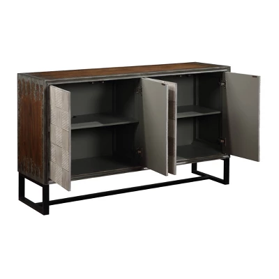 Tina Mid-Century Modern 4 Door Storage Credenza/Sideboard Black/Gray - Treasure Trove 3 Tina Mid-Century Modern 4 Door Storage Credenza/Sideboard Black/Gray - Treasure Trove