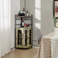 Costway Corner Bar Cabinet Industrial Liquor Wine Cabinet With Glass Holder & Mesh Doors -Furniture Specialty Store GUEST 3065f17b 2def 4f7f 8c9a 8d0675a99bf3