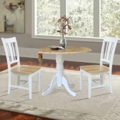 42" Drop Leaf Dining Table Set With 2 San Remo Splat Back Chairs White/Natural - International Concepts -Furniture Specialty Store GUEST 30ecfac3 f0c3 4d6f 9760 af2353469783