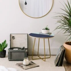 Round Colour Poems Color Block Lines Side Table Green/Gold - Deny Designs -Furniture Specialty Store GUEST 31572a23 cbb5 4e14 aba0 25d9124867b8