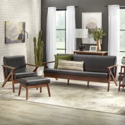 Bianca Mid-Century Modern Armchair Black/Walnut - Buylateral -Furniture Specialty Store GUEST 315f2f65 2f52 4bc9 976c 622c9d234098