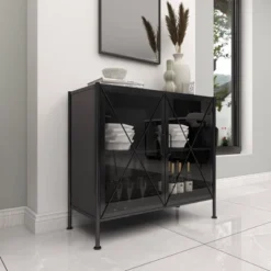 Industrial Metal Cabinet Black - Olivia & May -Furniture Specialty Store GUEST 31a514d4 fa40 46fc adca fbf7c3aa30ab