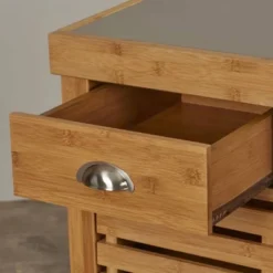 Kenta Bamboo Kitchen Cart With Stainless Steel Top Natural - Boraam -Furniture Specialty Store GUEST 31ca3828 013d 43ad aec1 8430597522f2