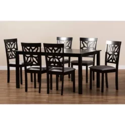7pc Dallas Fabric Upholstered And Wood Dining Set - Baxton Studio -Furniture Specialty Store GUEST 31d98c4d 15b0 40f3 a8a1 15be659aaf9d