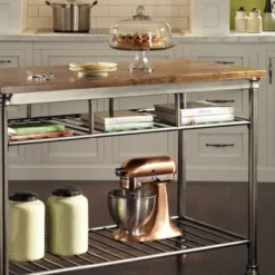 Orleans Kitchen Island Stainless Steel Base With Wood Top Brown - Homestyles -Furniture Specialty Store GUEST 320180bf 7452 472d bdda 788116100ab6