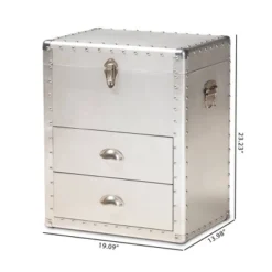 Serge Metal 2 Drawer Accent Storage Chest Silver - Baxton Studio -Furniture Specialty Store GUEST 324a2209 75a5 4edb a1ee 01ba51d64420