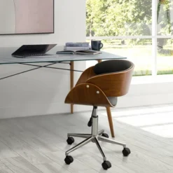 Faux Leather Curved Swivel Home Office Chair With Adjustable Seat Height Black/Brown - Teamson Home 15 Faux Leather Curved Swivel Home Office Chair With Adjustable Seat Height Black/Brown - Teamson Home -Furniture Specialty Store GUEST 32bd6e80 c2e9 4be2 b78c 70e6e3ef0b73