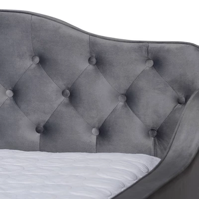 Freda Velvet Fabric Upholstered Button Tufted Daybed - Baxton Studio 5 Freda Velvet Fabric Upholstered Button Tufted Daybed - Baxton Studio - Image 3