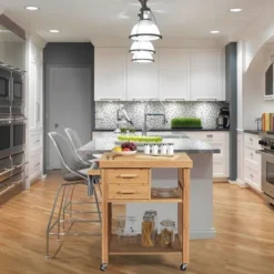 Costway Bamboo Kitchen Trolley Cart Wood Rolling Island W/ Tower Rack & Drawers -Furniture Specialty Store GUEST 33bf90fc 3b96 43f5 a426 ef6908b901a8