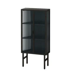 61.61" High Contemporary Glass Door Cabinet With Two Levels Of Storage, Black - ModernLuxe -Furniture Specialty Store GUEST 348d23f6 13cf 4908 9828 ebaef7e61455