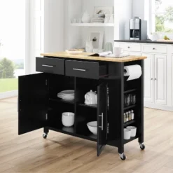 Full Savannah Wood Top Kitchen Island Cart Black/Natural - Crosley -Furniture Specialty Store GUEST 348ed99d a91f 4128 a11c 8aaa228aab70
