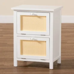 Sariah Wood Rattan 2 Door Nightstand White - Baxton Studio 21 Sariah Wood Rattan 2 Door Nightstand White - Baxton Studio -Furniture Specialty Store GUEST 35d60247 9ced 49dd b72c 97cde288677e